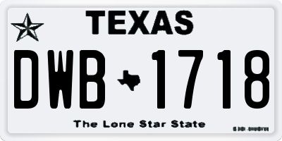 TX license plate DWB1718