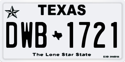 TX license plate DWB1721