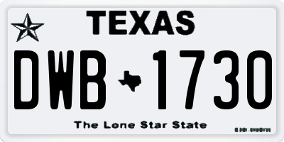 TX license plate DWB1730