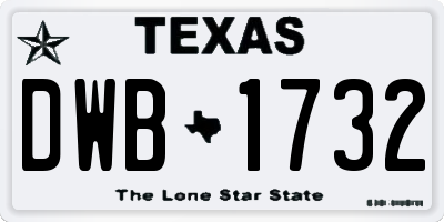 TX license plate DWB1732