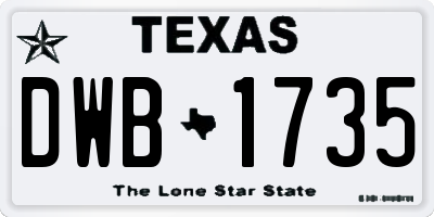 TX license plate DWB1735