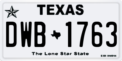 TX license plate DWB1763