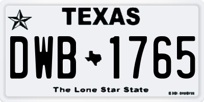 TX license plate DWB1765