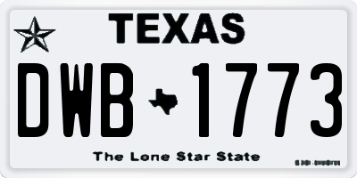 TX license plate DWB1773