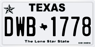 TX license plate DWB1778