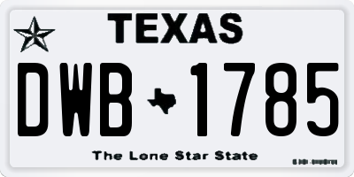 TX license plate DWB1785