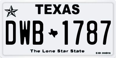 TX license plate DWB1787