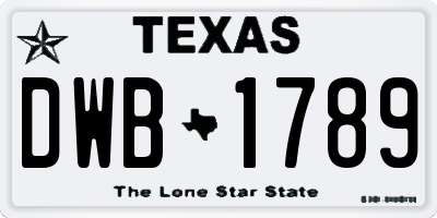 TX license plate DWB1789