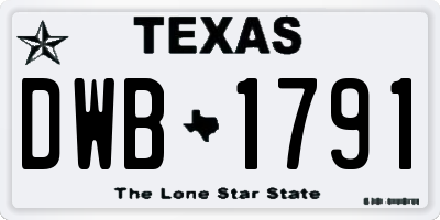 TX license plate DWB1791