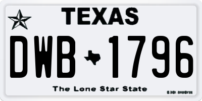 TX license plate DWB1796