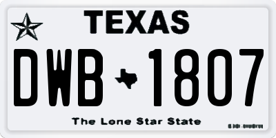 TX license plate DWB1807