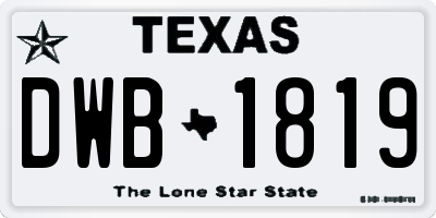 TX license plate DWB1819