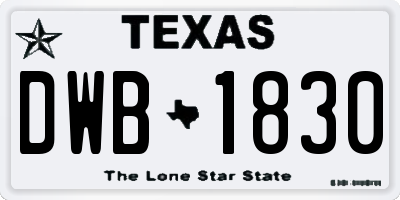 TX license plate DWB1830