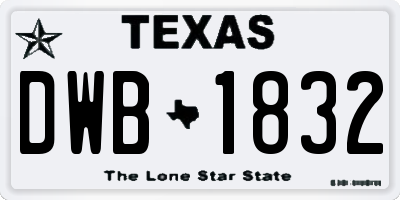 TX license plate DWB1832