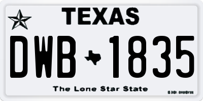 TX license plate DWB1835