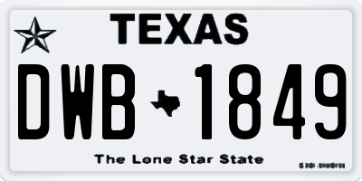 TX license plate DWB1849