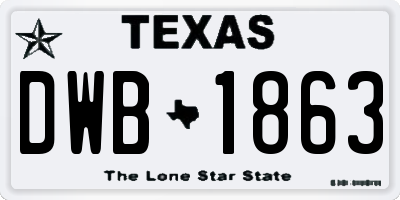 TX license plate DWB1863