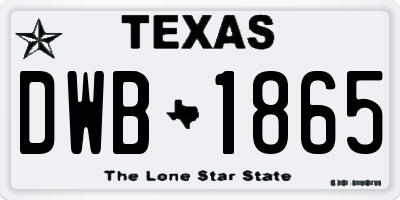 TX license plate DWB1865