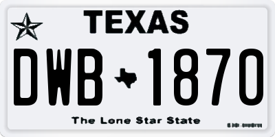 TX license plate DWB1870