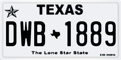 TX license plate DWB1889