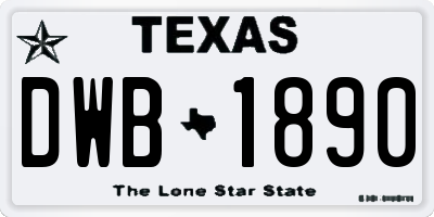 TX license plate DWB1890