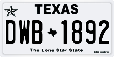 TX license plate DWB1892