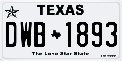 TX license plate DWB1893