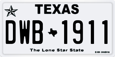 TX license plate DWB1911