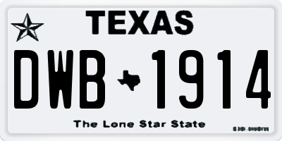 TX license plate DWB1914