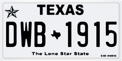 TX license plate DWB1915