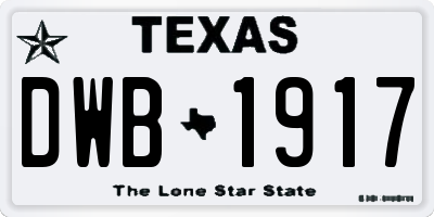 TX license plate DWB1917