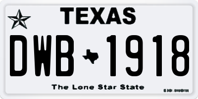 TX license plate DWB1918