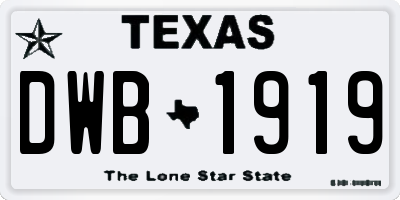 TX license plate DWB1919