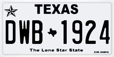 TX license plate DWB1924