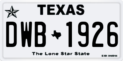 TX license plate DWB1926