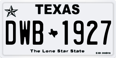TX license plate DWB1927