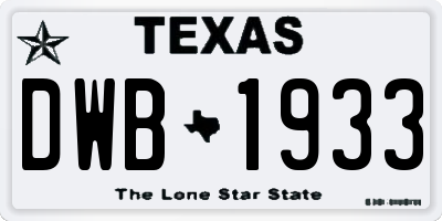 TX license plate DWB1933