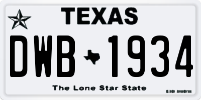 TX license plate DWB1934
