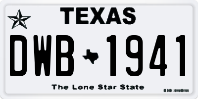 TX license plate DWB1941