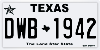 TX license plate DWB1942