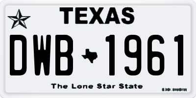 TX license plate DWB1961