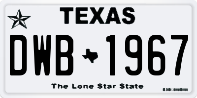 TX license plate DWB1967