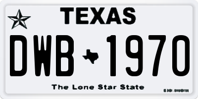 TX license plate DWB1970