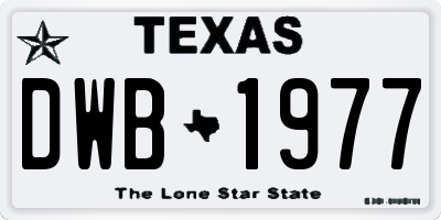 TX license plate DWB1977