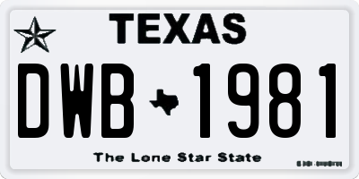TX license plate DWB1981
