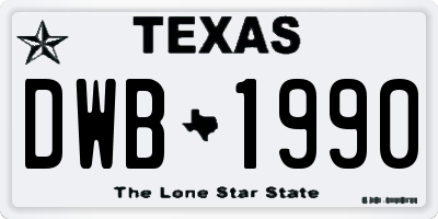 TX license plate DWB1990