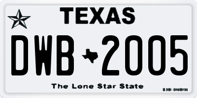 TX license plate DWB2005