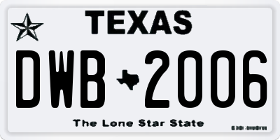 TX license plate DWB2006