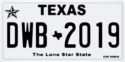 TX license plate DWB2019