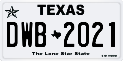 TX license plate DWB2021